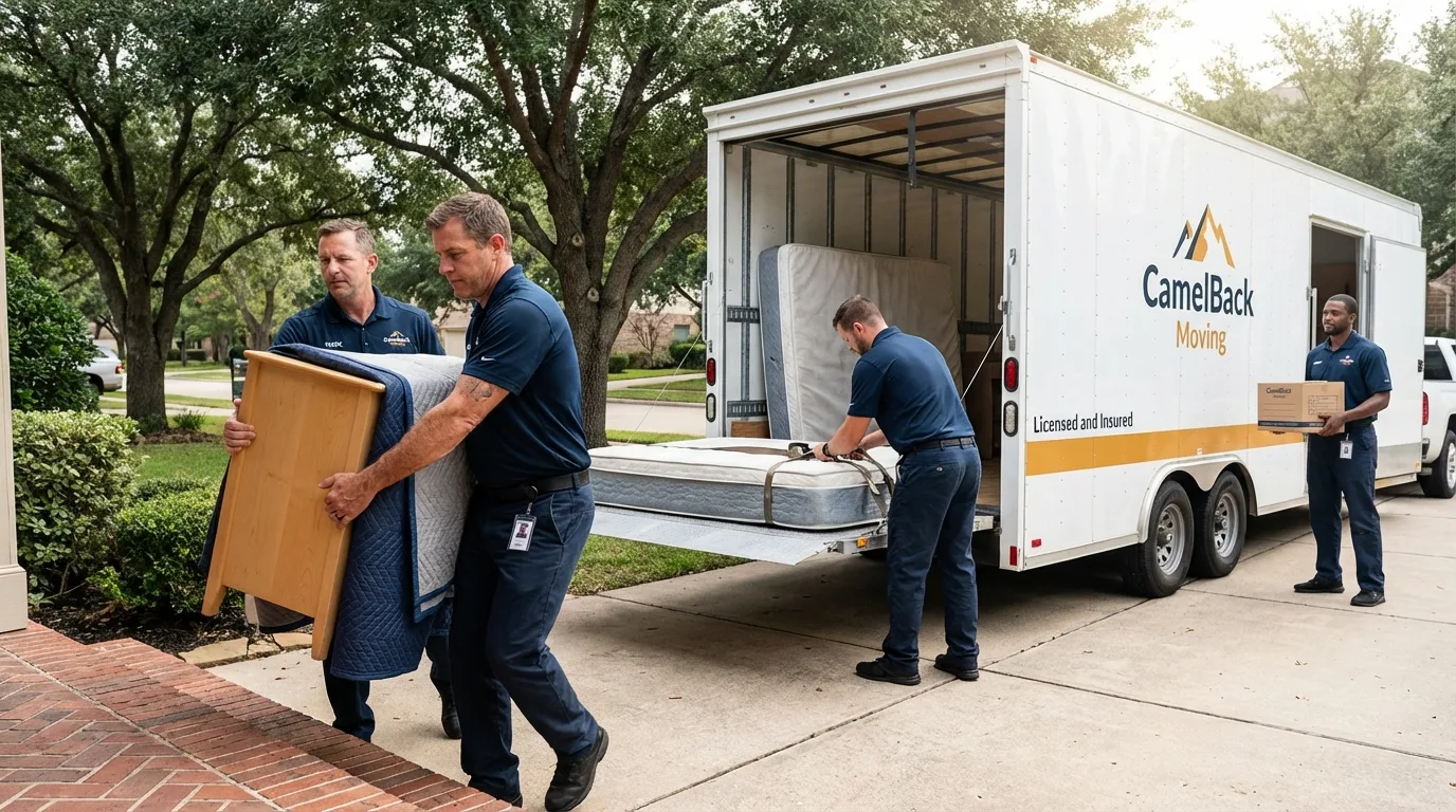 Crew loading residential truck for cross-state move from Masury, OH