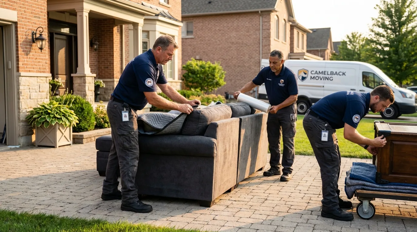 Large estate moving crew wrapping furniture in Masury, OH